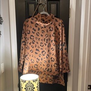 Leopard Print Cowl Neck Sweater